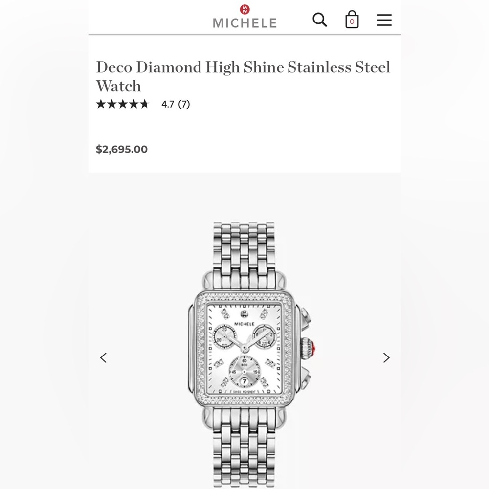 Michele Silver Diamond Chronograph Watch